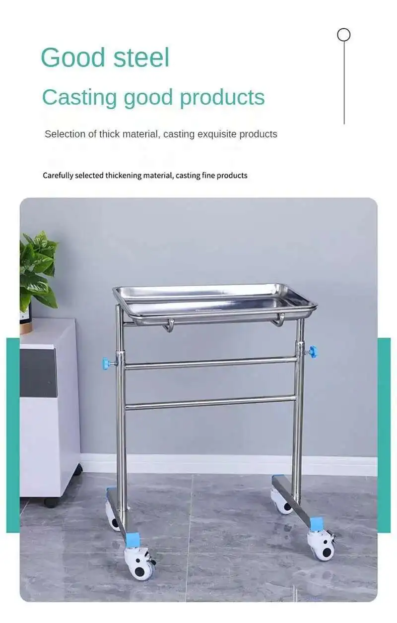 Thickened 304 Stainless Steel Auxiliary Cart with Wheels Multifunctional Medical Tray Rack Organizer Cart Medical Tool Trolley