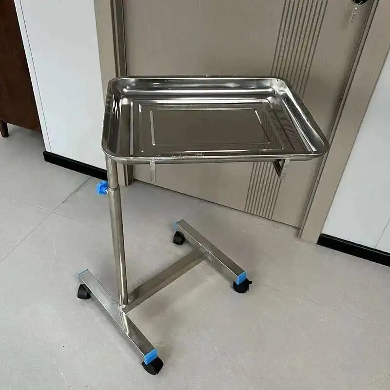 Thickened 304 Stainless Steel Auxiliary Cart with Wheels Multifunctional Medical Tray Rack Organizer Cart Medical Tool Trolley