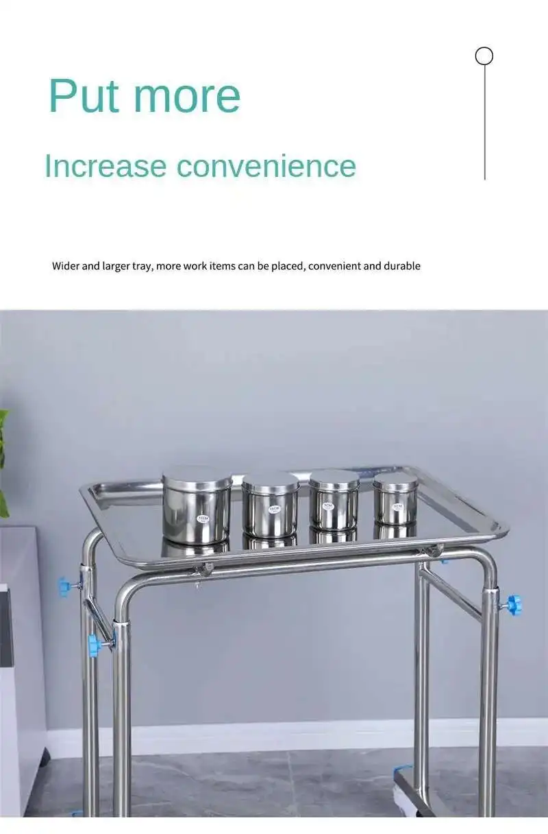 Thickened 304 Stainless Steel Auxiliary Cart with Wheels Multifunctional Medical Tray Rack Organizer Cart Medical Tool Trolley