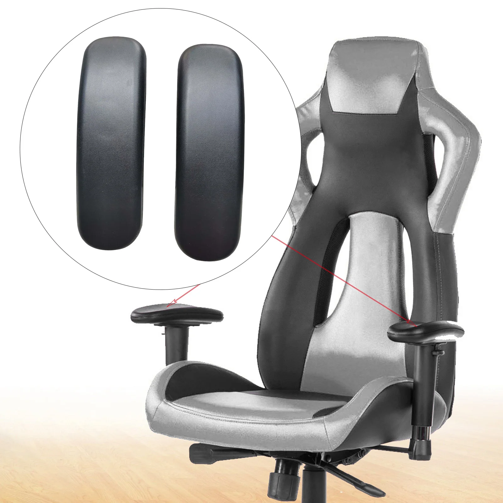 With Screw 2 Pieces Fittings Office Chair Arm Covers Cushions Pad Comfort Armrest Arm Replacement Armrest Pads for Gaming Chair