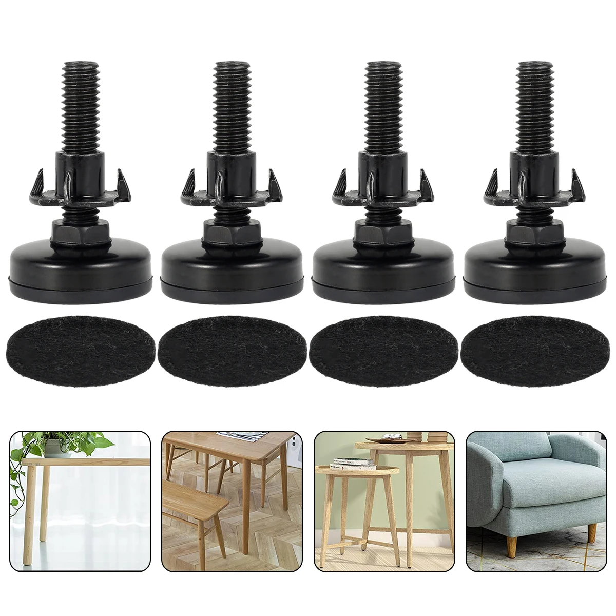 4 Pack Furniture Levelers Heavy Duty Furniture Leveling Feet Adjustable Furniture Legs for Cabinets Tables Chairs Sofa Raiser