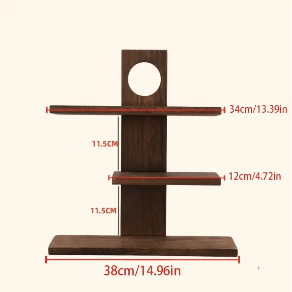 3-4 Layers Chinese Style Storage Holders Solid Wood Retro Design Wooden Tea Set Rack Tea Set Multi-Layer Tea Cup Display Shelf