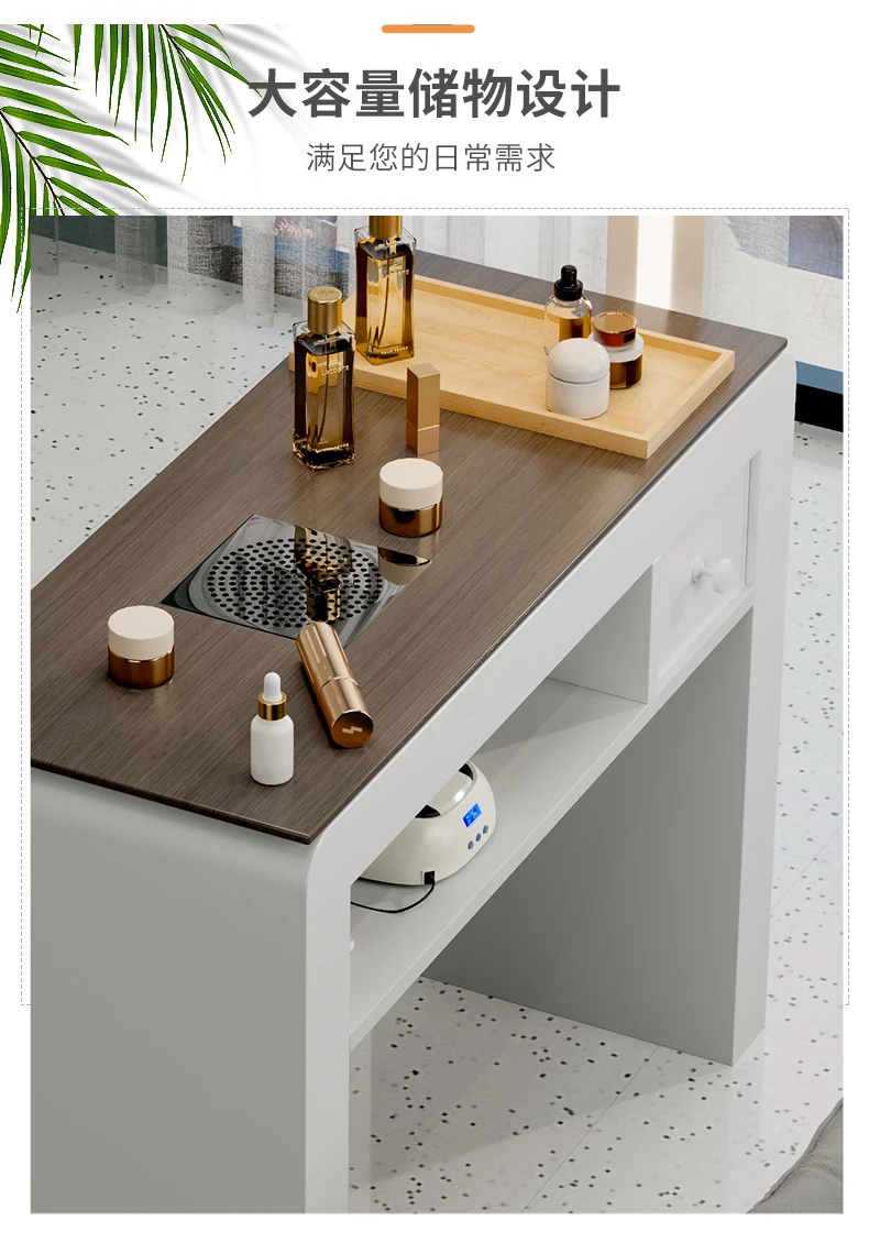 Profesional Modern Nail Desk With Light Luxury Trendy Elegant Nail Table Italian Premium Table De Manucure Salon Furniture