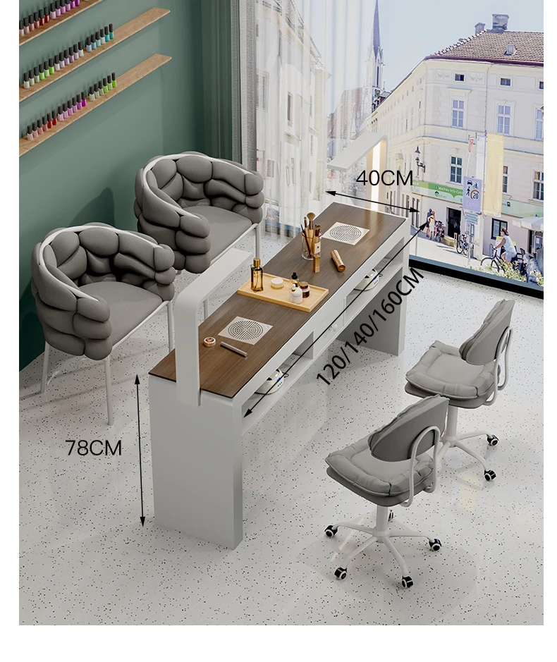 Profesional Modern Nail Desk With Light Luxury Trendy Elegant Nail Table Italian Premium Table De Manucure Salon Furniture