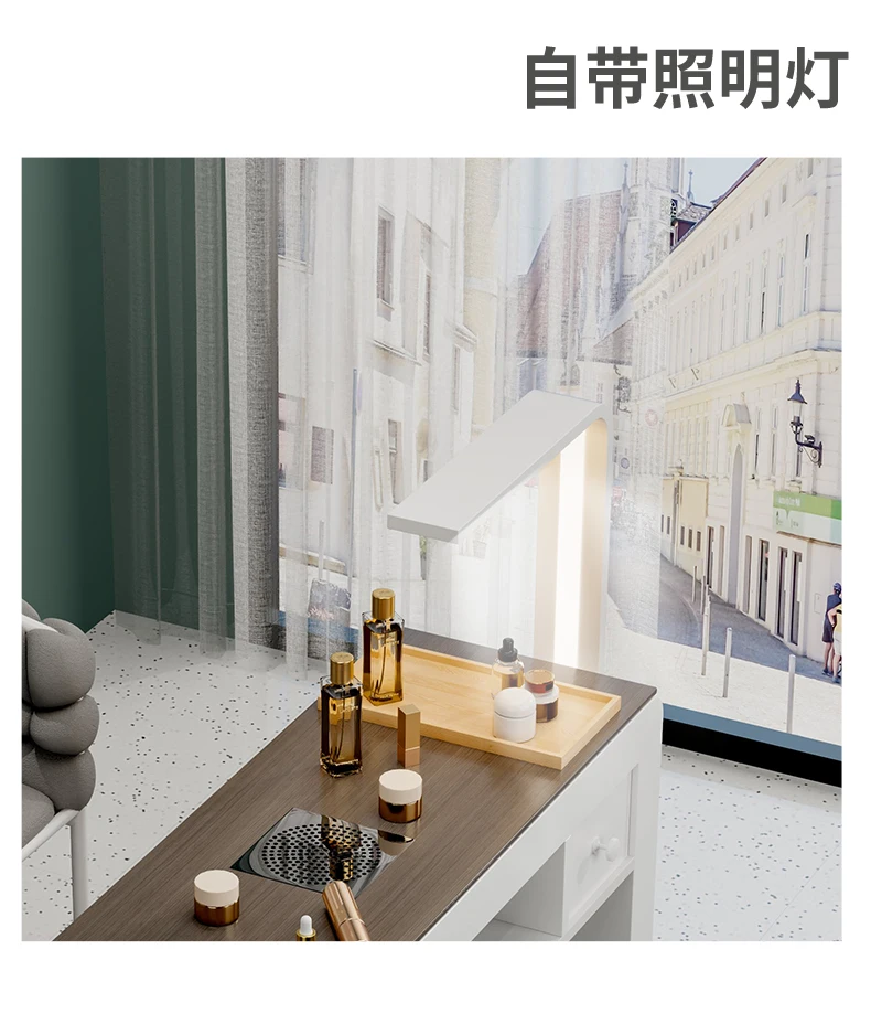 Profesional Modern Nail Desk With Light Luxury Trendy Elegant Nail Table Italian Premium Table De Manucure Salon Furniture