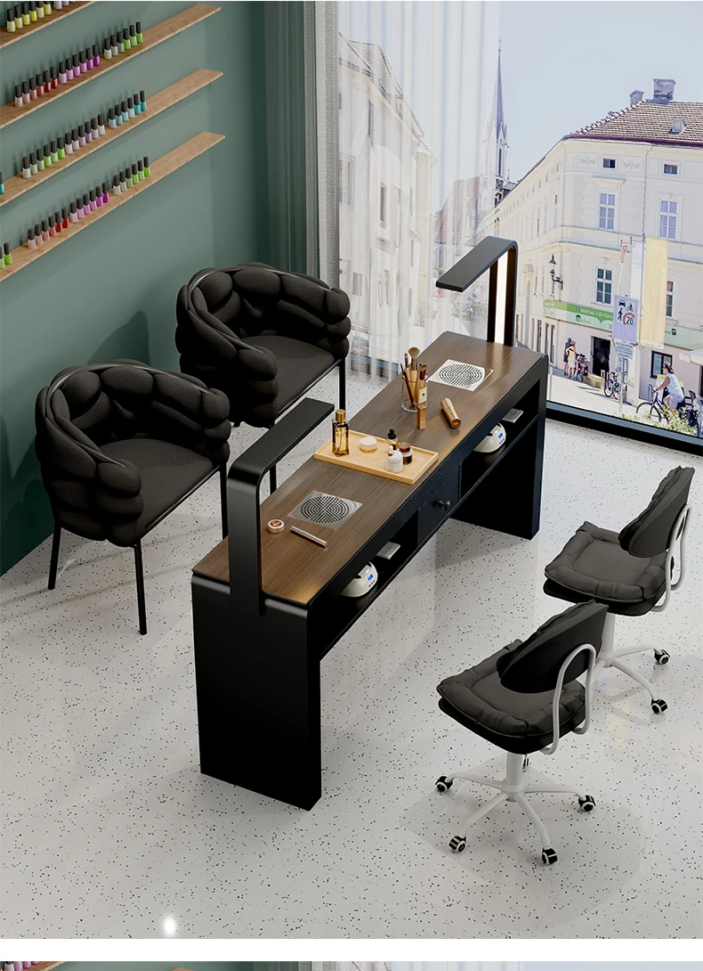 Profesional Modern Nail Desk With Light Luxury Trendy Elegant Nail Table Italian Premium Table De Manucure Salon Furniture