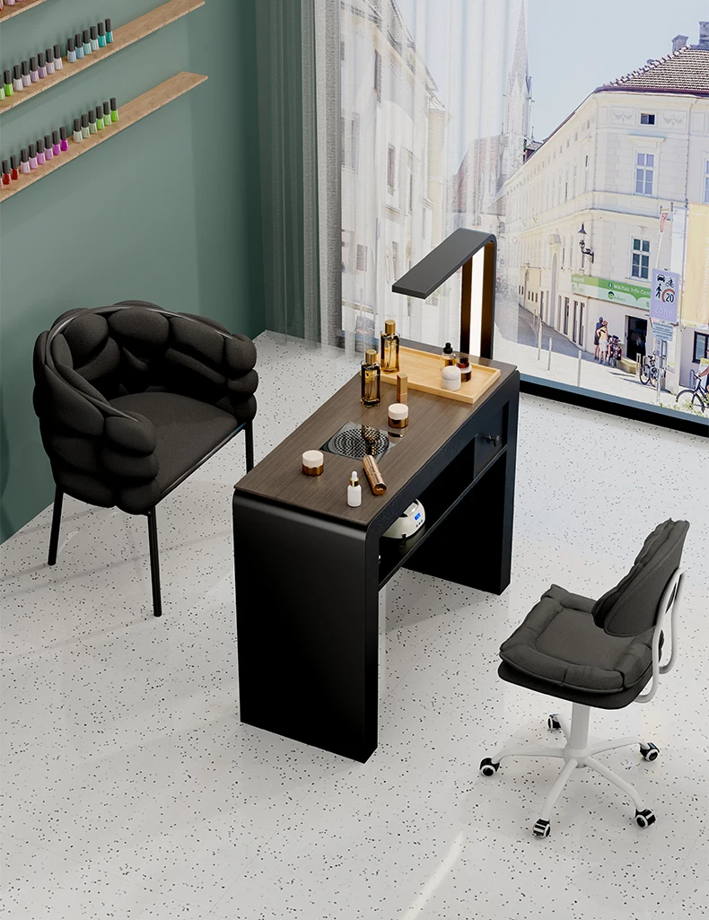 Profesional Modern Nail Desk With Light Luxury Trendy Elegant Nail Table Italian Premium Table De Manucure Salon Furniture