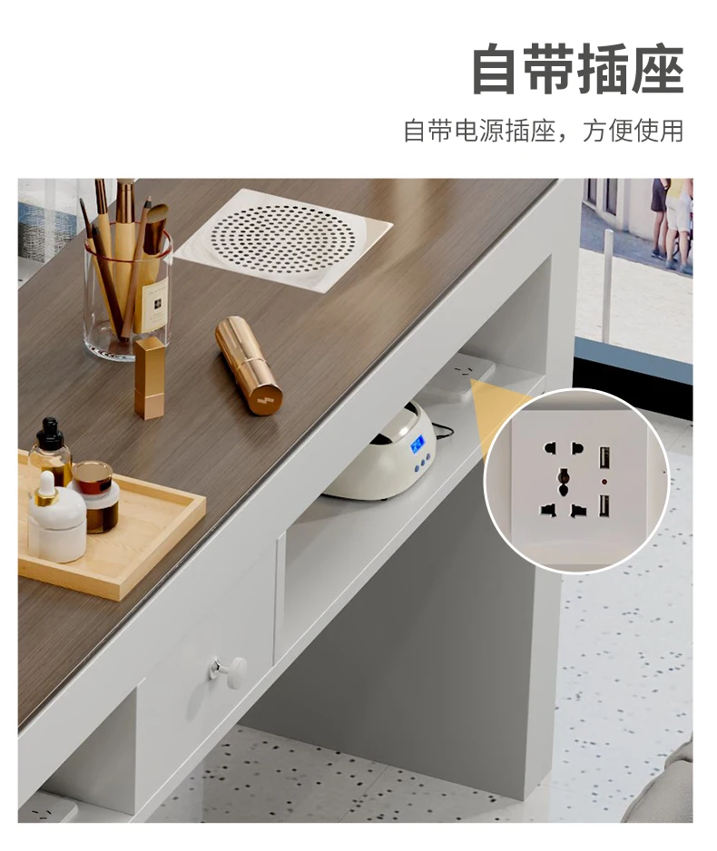 Profesional Modern Nail Desk With Light Luxury Trendy Elegant Nail Table Italian Premium Table De Manucure Salon Furniture