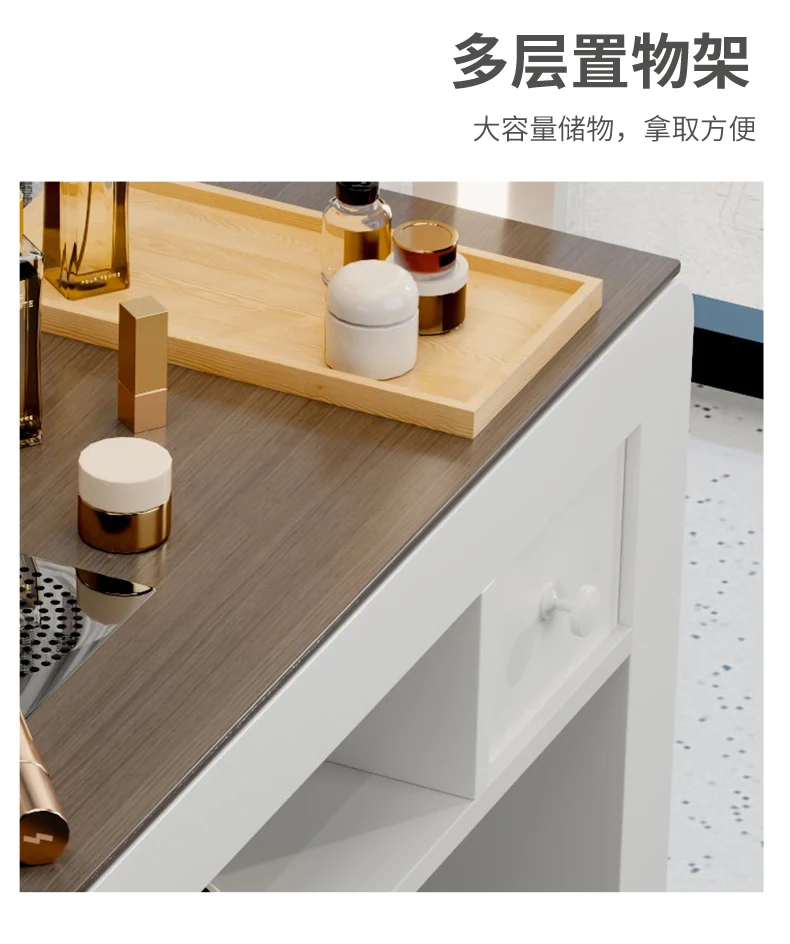 Profesional Modern Nail Desk With Light Luxury Trendy Elegant Nail Table Italian Premium Table De Manucure Salon Furniture