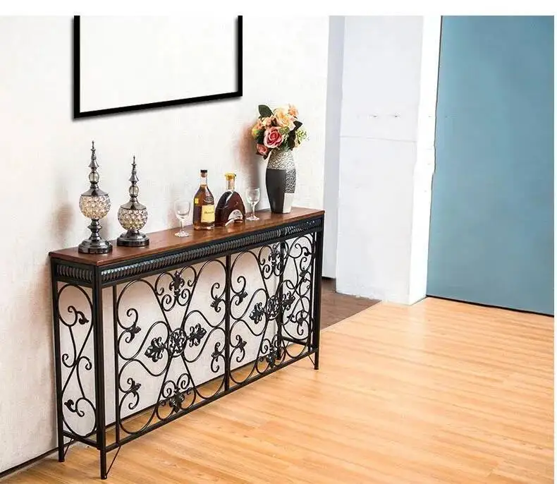Console Decoration European Tables Wrought Desk Iron Modern Living Room Furniture Entrance Console Home Corridor Wall Shelf Z
