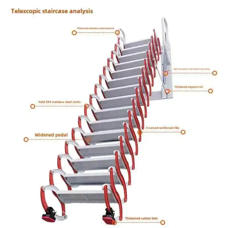 Multifunctional Home Furniture Invisible Folding Ladder Indoor Outdoor Telescopic Stairs Aluminum Alloy Thickened Ladders