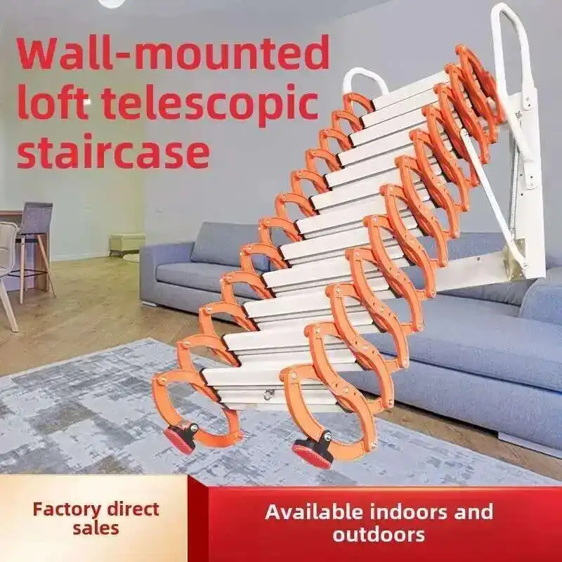 Multifunctional Home Furniture Invisible Folding Ladder Indoor Outdoor Telescopic Stairs Aluminum Alloy Thickened Ladders