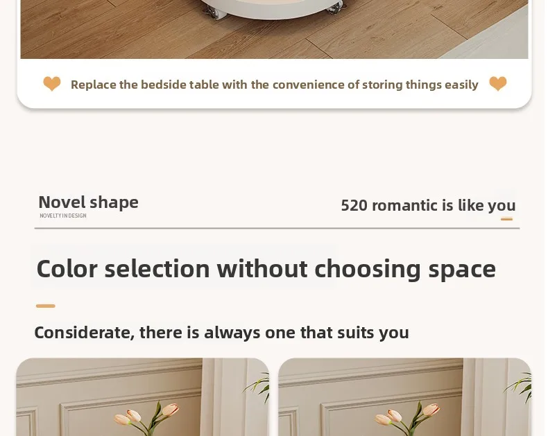 Home Furniture Creative Small Round Glass Sofa Side Table Movable Side Cabinet Simple Iron Tea Table Trolley Roller Storage Rack