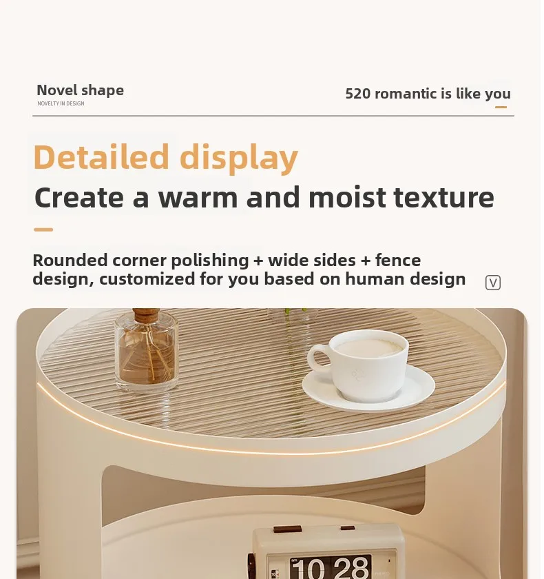 Home Furniture Creative Small Round Glass Sofa Side Table Movable Side Cabinet Simple Iron Tea Table Trolley Roller Storage Rack