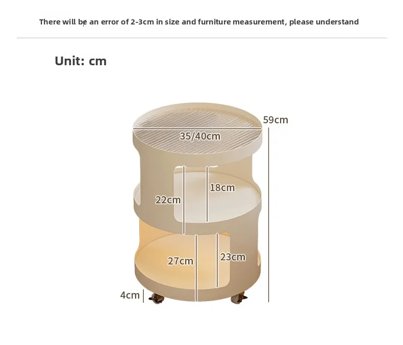 Home Furniture Creative Small Round Glass Sofa Side Table Movable Side Cabinet Simple Iron Tea Table Trolley Roller Storage Rack