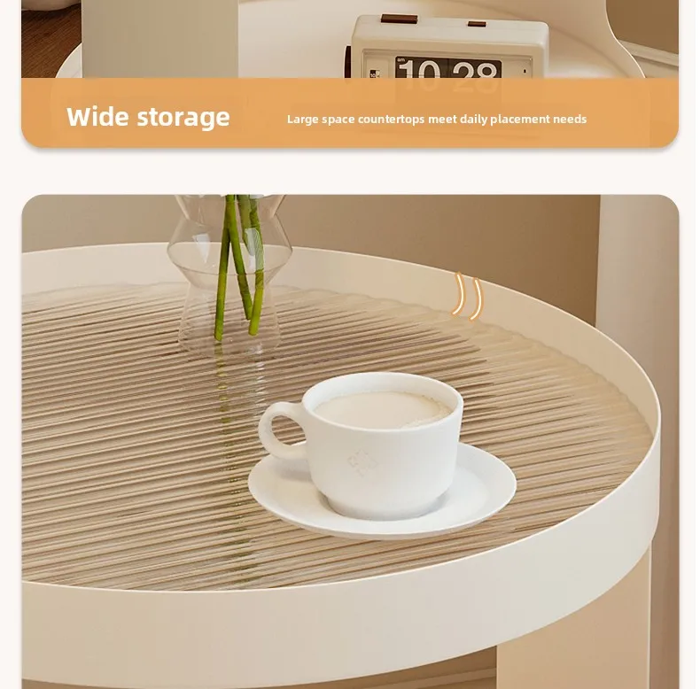 Home Furniture Creative Small Round Glass Sofa Side Table Movable Side Cabinet Simple Iron Tea Table Trolley Roller Storage Rack