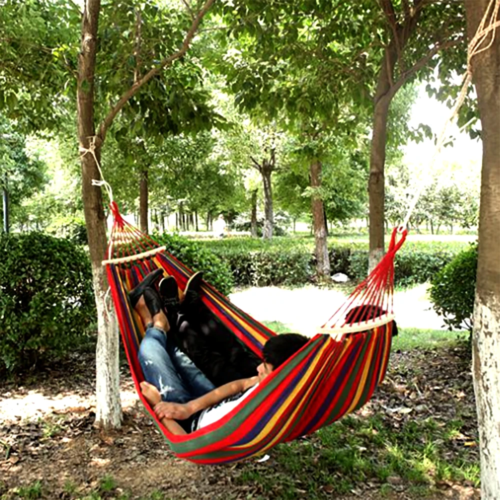 Portable Hanging Hammock Indoor Home Bedroom Hammock Lazy Chair Travel Outdoor Camping Swing Chair Thick Canvas Bed Hammocks