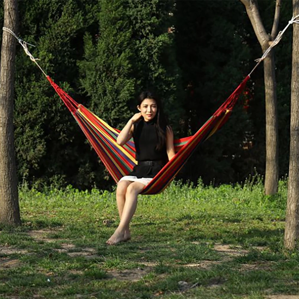Portable Hanging Hammock Indoor Home Bedroom Hammock Lazy Chair Travel Outdoor Camping Swing Chair Thick Canvas Bed Hammocks