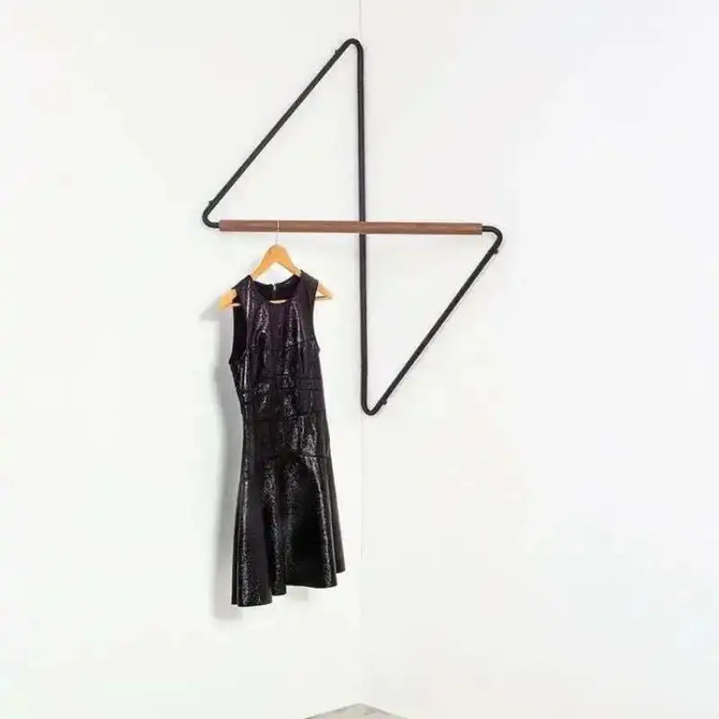 Corner Hanger Wrought Iron Wooden Coat Rack Creative Modern Minimalist Wardrobe Muebles Para Hogar Open Closet Bedroom Furniture