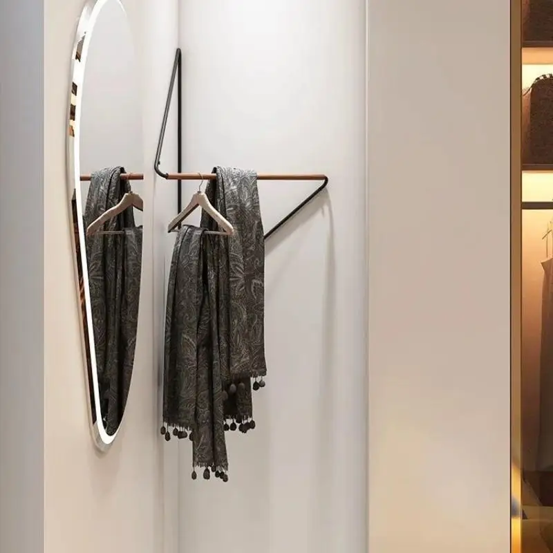 Corner Hanger Wrought Iron Wooden Coat Rack Creative Modern Minimalist Wardrobe Muebles Para Hogar Open Closet Bedroom Furniture
