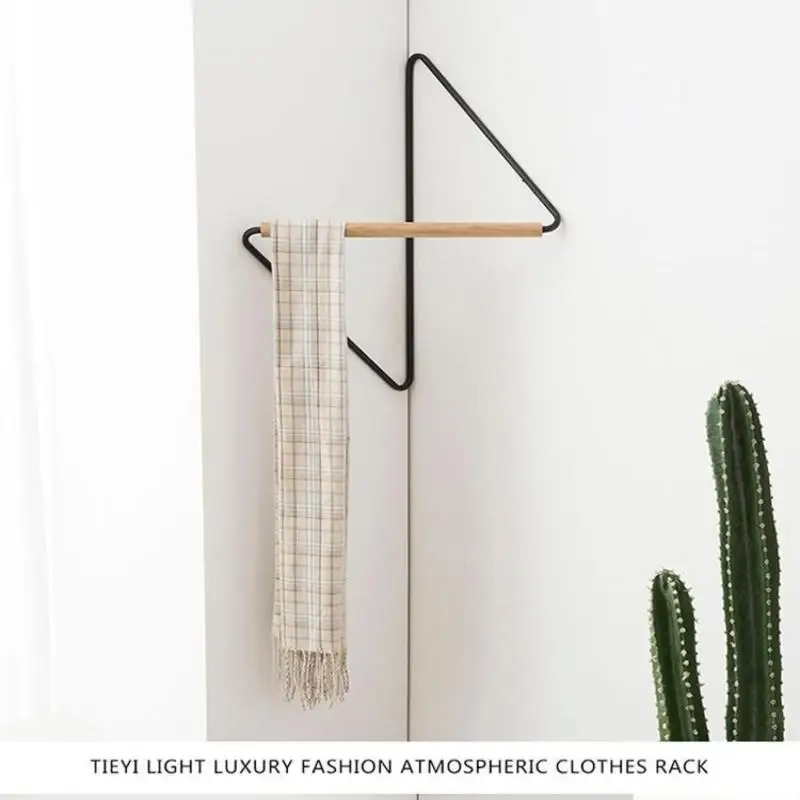 Corner Hanger Wrought Iron Wooden Coat Rack Creative Modern Minimalist Wardrobe Muebles Para Hogar Open Closet Bedroom Furniture