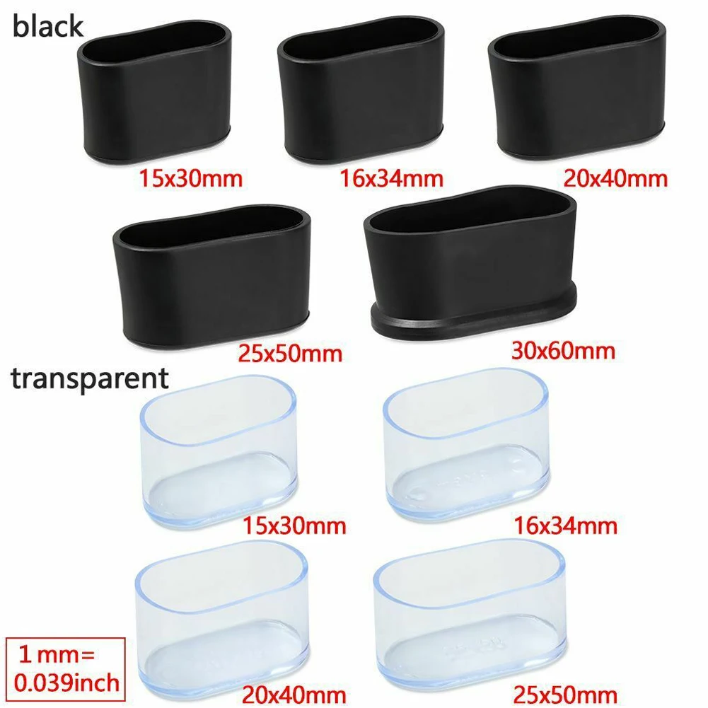 10Pcs Rubber Chair Leg Cap Oval Covers Furniture Table Feet Floor Protectors For Outdoor Patio Garden Office Home Furniture