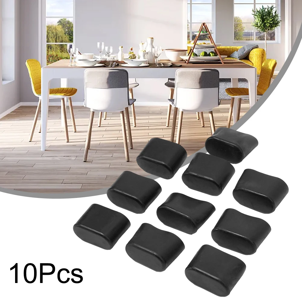 10Pcs Rubber Chair Leg Cap Oval Covers Furniture Table Feet Floor Protectors For Outdoor Patio Garden Office Home Furniture