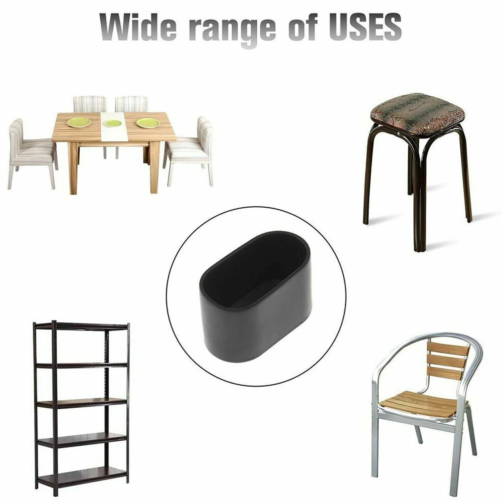 10Pcs Rubber Chair Leg Cap Oval Covers Furniture Table Feet Floor Protectors For Outdoor Patio Garden Office Home Furniture