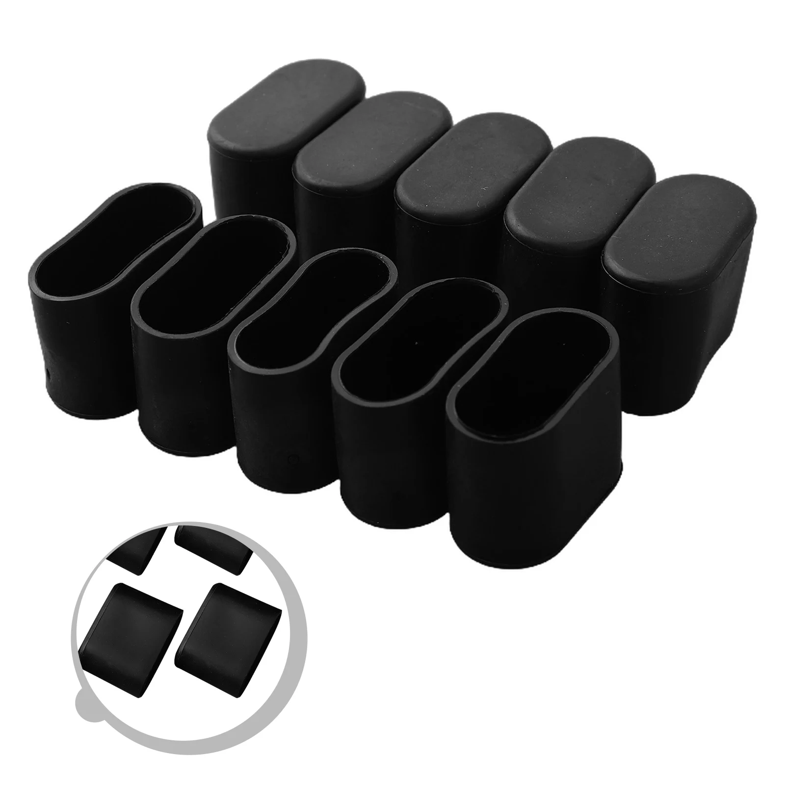10Pcs Rubber Chair Leg Cap Oval Covers Furniture Table Feet Floor Protectors For Outdoor Patio Garden Office Home Furniture