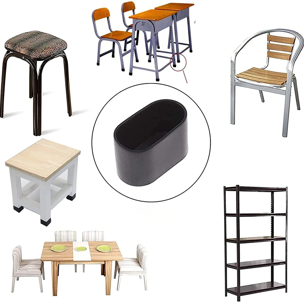 10Pcs Rubber Chair Leg Cap Oval Covers Furniture Table Feet Floor Protectors For Outdoor Patio Garden Office Home Furniture