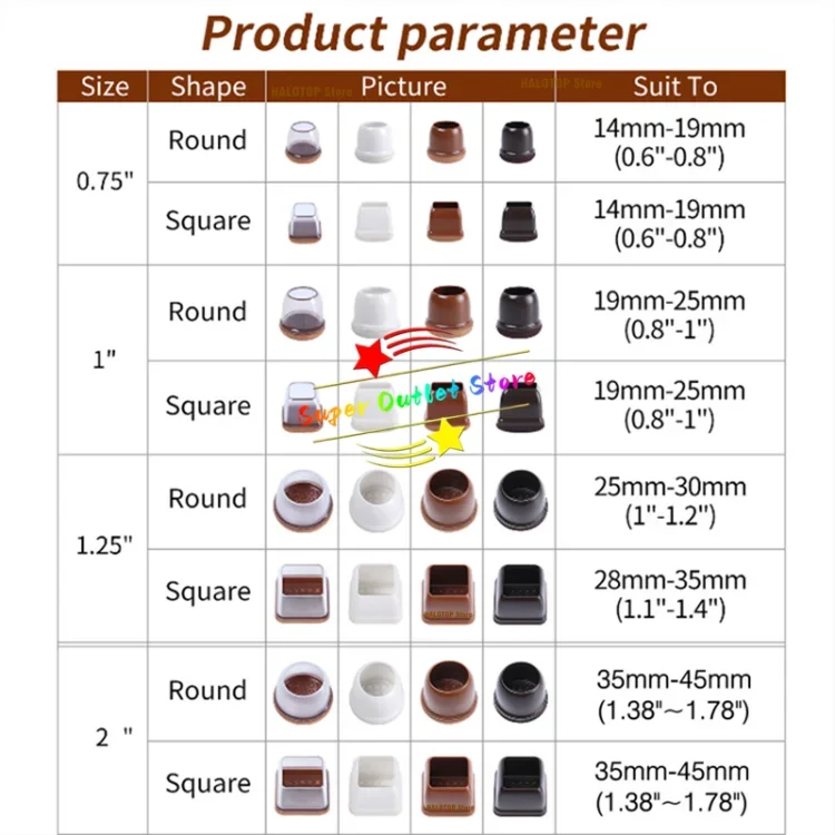 Table Chair Leg Protector Covers Thick Rubber Furniture Pads Floor Protectors Household No Scratches Reduce Noice Feet Caps Tool