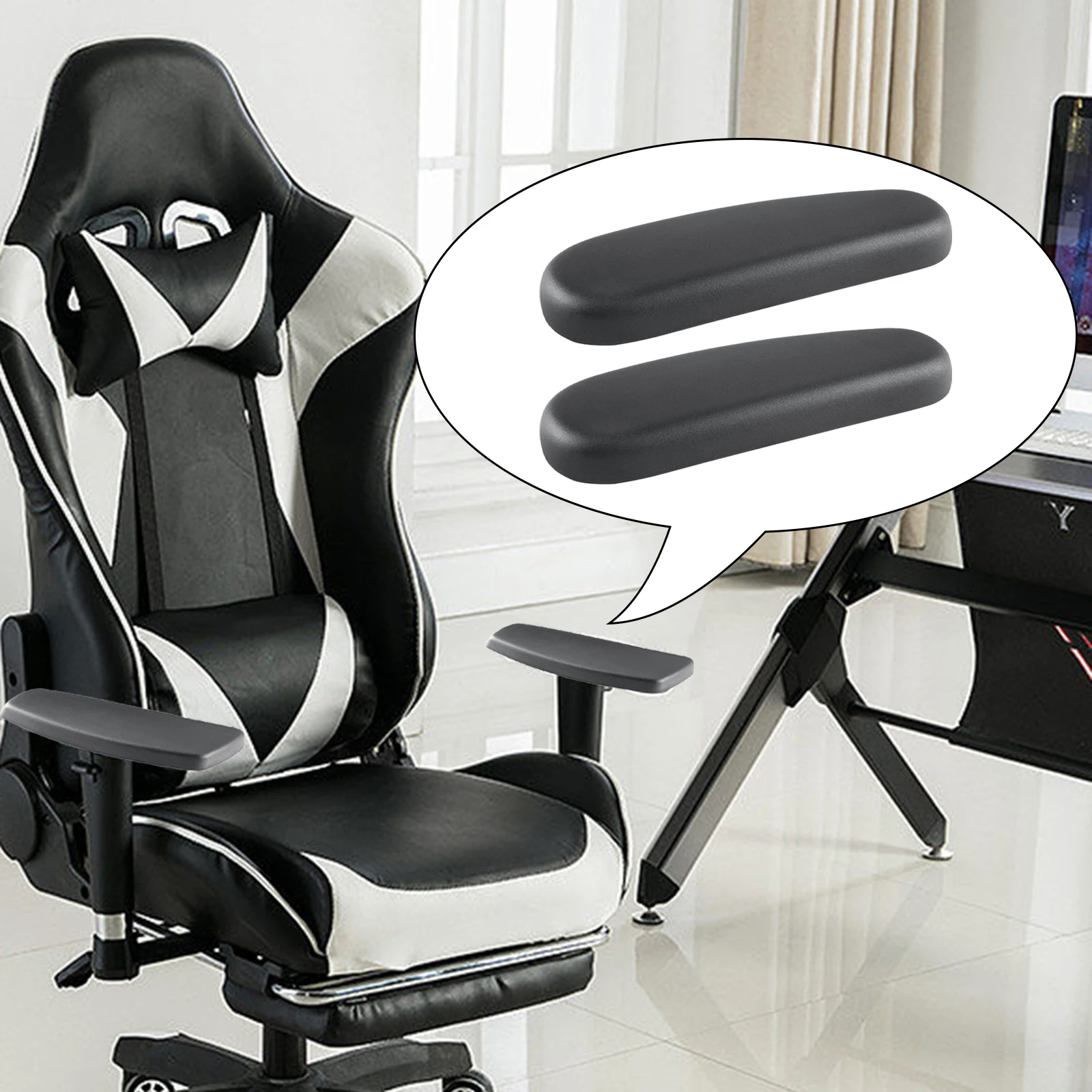 1 Pairs Gaming Chair Armrest Arm Pads Replacement Soft Support Armrest Accessories Computer Chair Armrest Caps Left and Right