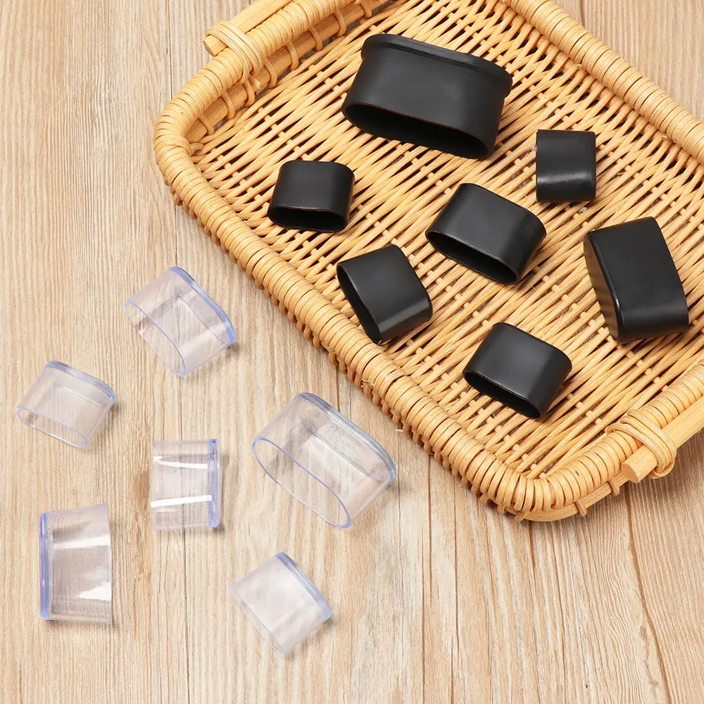 4pcs Non-Slip Oval Chair Leg Caps Feet Protector Pads Silicone Furniture Table Covers Socks Dust Cover Leveling Feet Round Botto