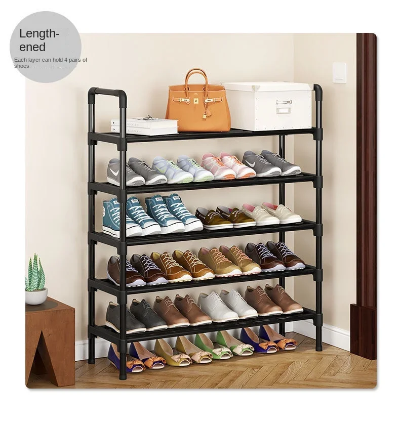 Simple Shoe Rack Metal Shoe Shelf Footwear Shoe Rack Living Room Space Saving Shoes Organizer Stand Holder Black Shoe Shelf