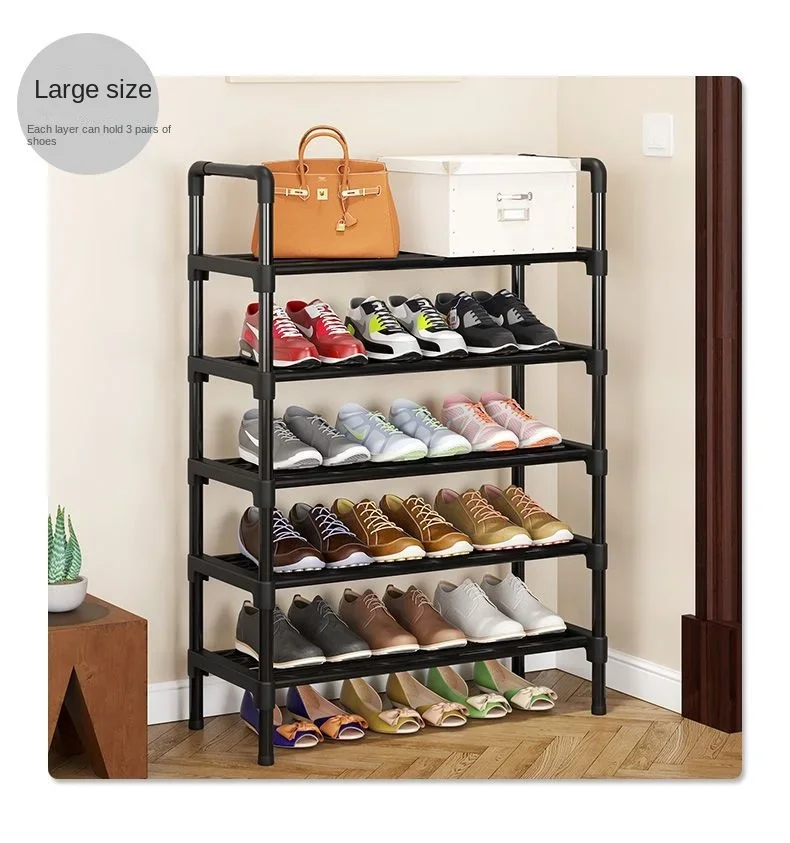 Simple Shoe Rack Metal Shoe Shelf Footwear Shoe Rack Living Room Space Saving Shoes Organizer Stand Holder Black Shoe Shelf