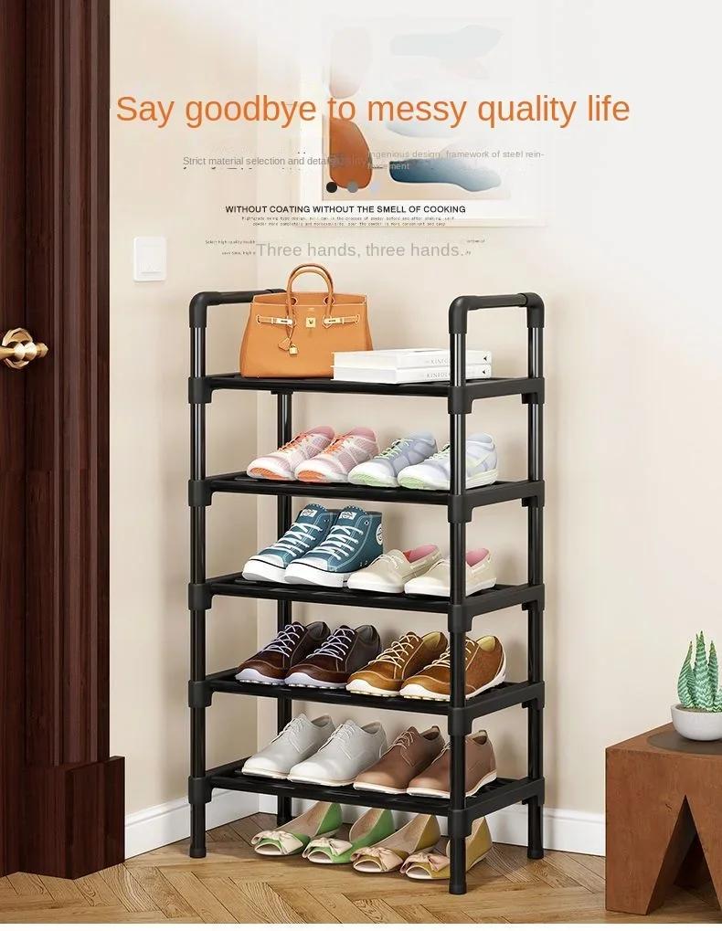 Simple Shoe Rack Metal Shoe Shelf Footwear Shoe Rack Living Room Space Saving Shoes Organizer Stand Holder Black Shoe Shelf