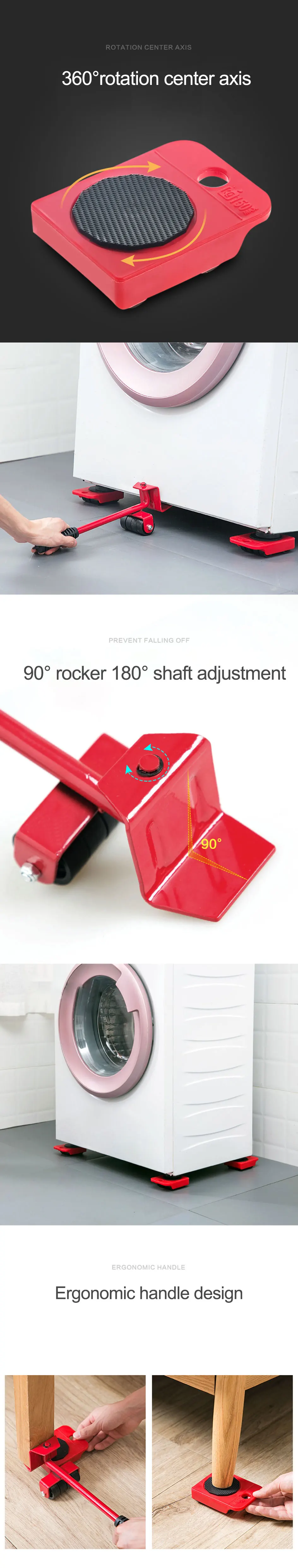 Heavy Furniture Moving Tool Transport Lifter Shifter Sofa Refrigerator Washing Machine Wheels Slider Roller Handling Equipment