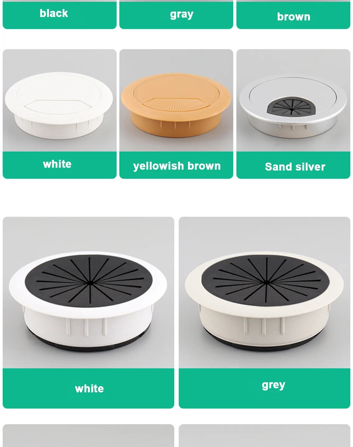 35mm 50mm 53mm 60mm 80mm Round Wire Hole Cover Computer Desk Wiring Box Cable Outlet Port Surface Line Box Furniture Hardware