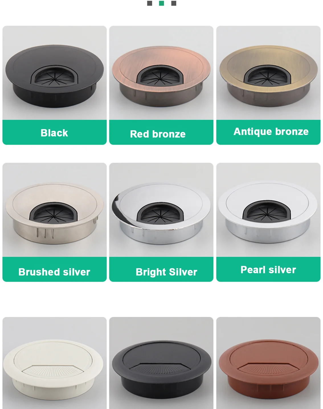 35mm 50mm 53mm 60mm 80mm Round Wire Hole Cover Computer Desk Wiring Box Cable Outlet Port Surface Line Box Furniture Hardware