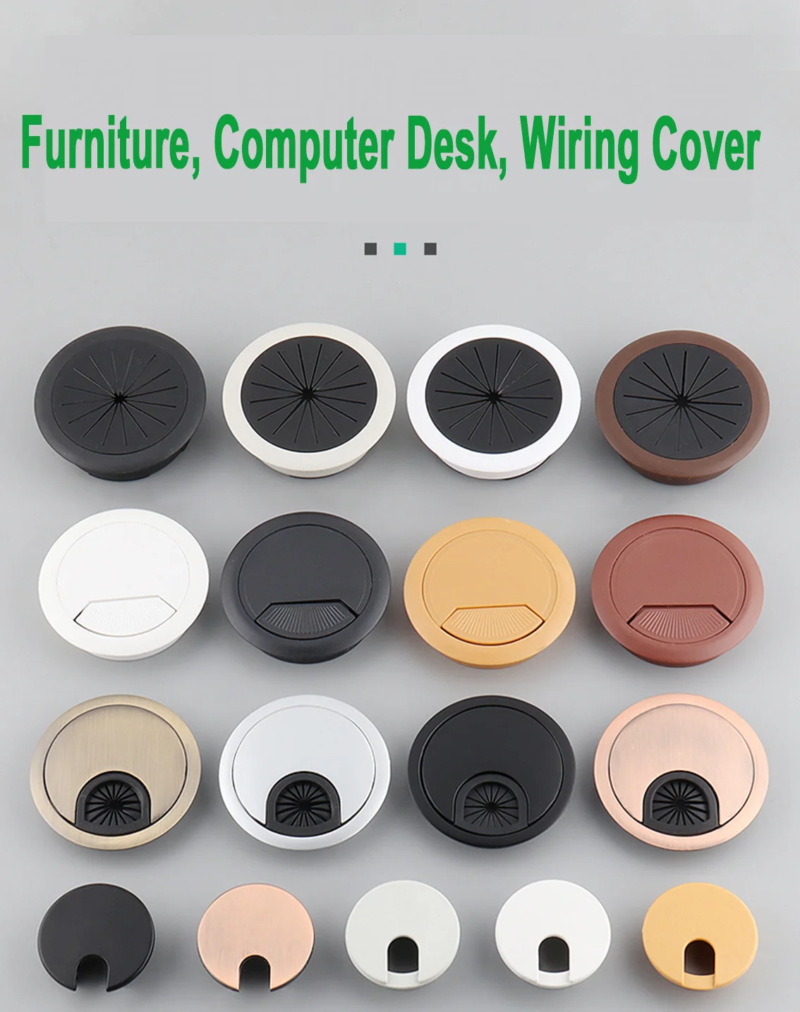 35mm 50mm 53mm 60mm 80mm Round Wire Hole Cover Computer Desk Wiring Box Cable Outlet Port Surface Line Box Furniture Hardware