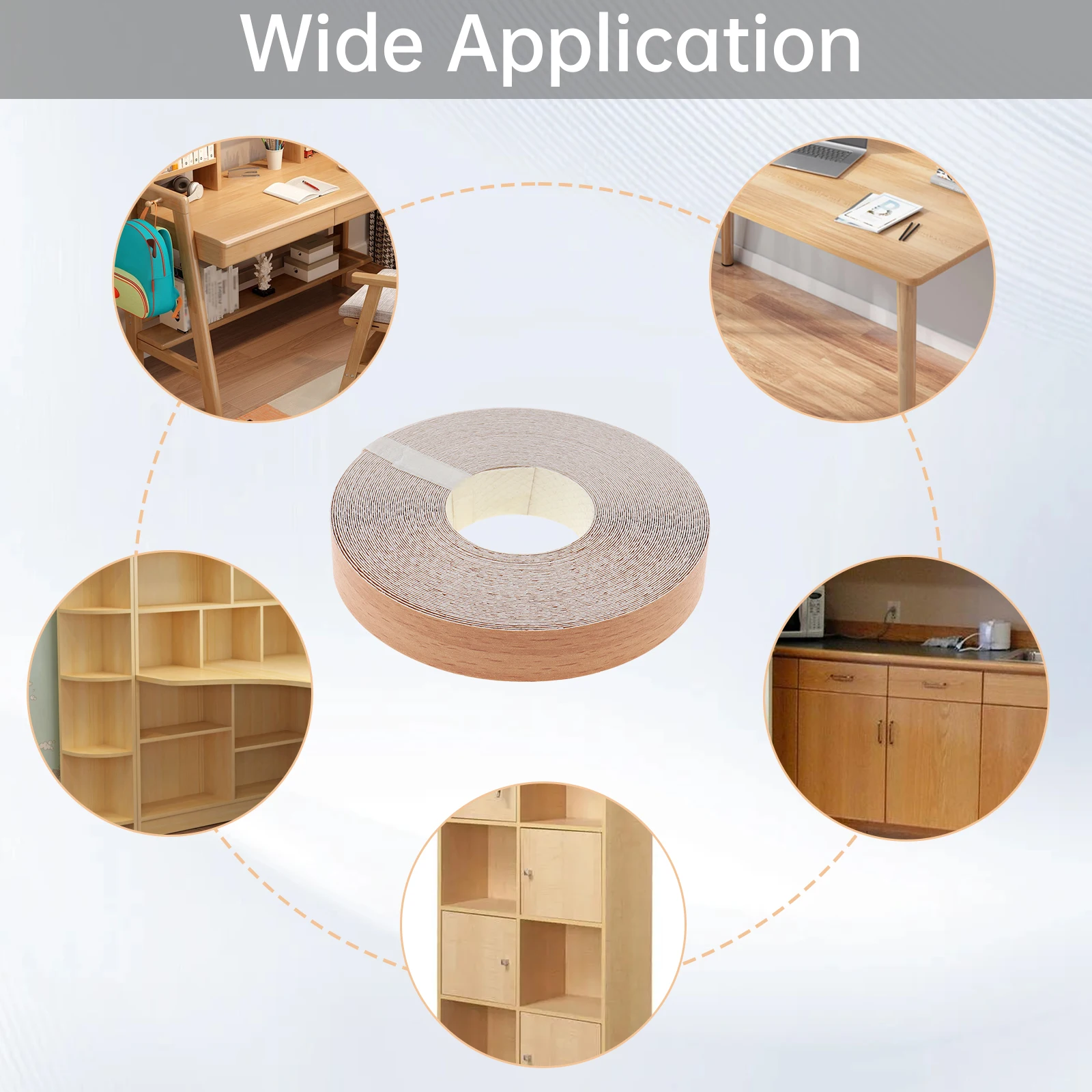 3/4 inch ×50 ft (1.9 cm × 15M)  Pre-glued Veneer Edging  Hot Melt Adhesive Melamine Edge Banding for Plywood Table / Cabinet