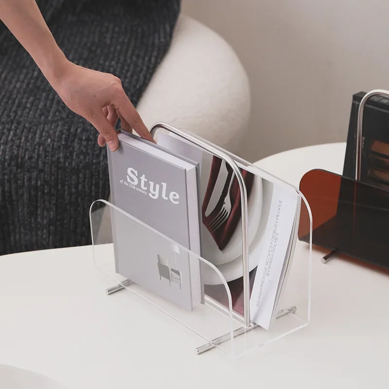 Acrylic Magazine Rack Living Room Desktop Book Holder Modern Minimalist Magazines Storage Display Racks Furniture Decorations