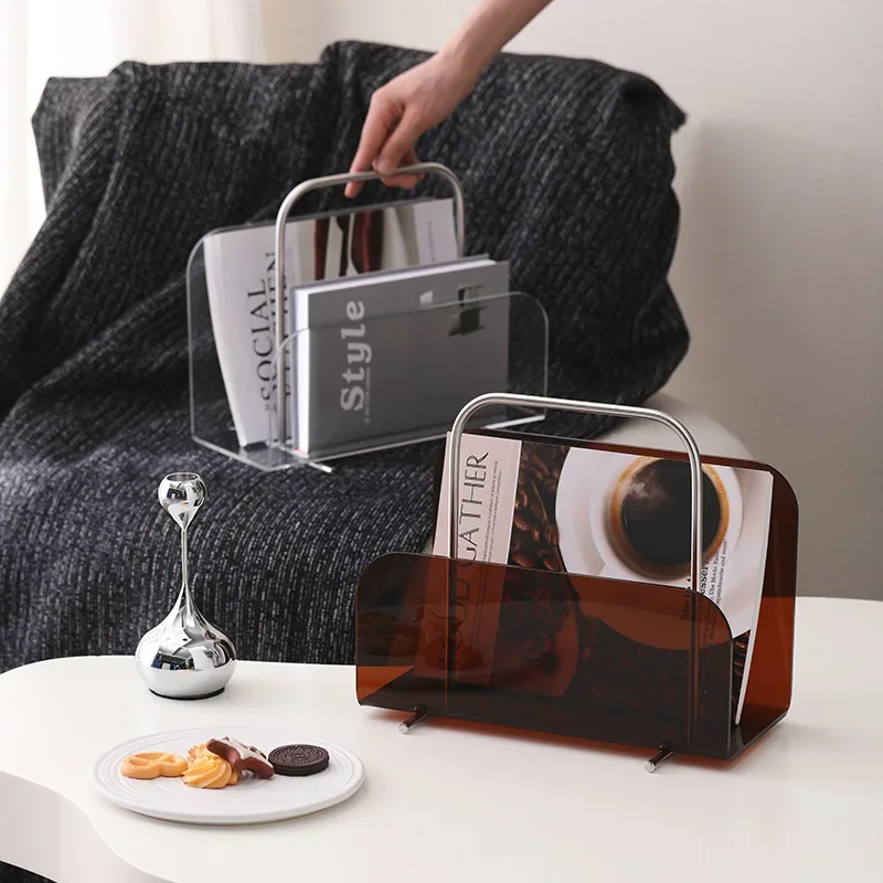 Acrylic Magazine Rack Living Room Desktop Book Holder Modern Minimalist Magazines Storage Display Racks Furniture Decorations