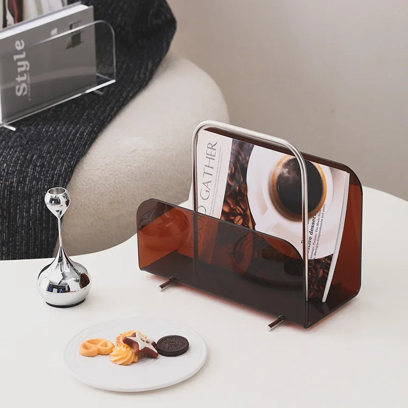 Acrylic Magazine Rack Living Room Desktop Book Holder Modern Minimalist Magazines Storage Display Racks Furniture Decorations