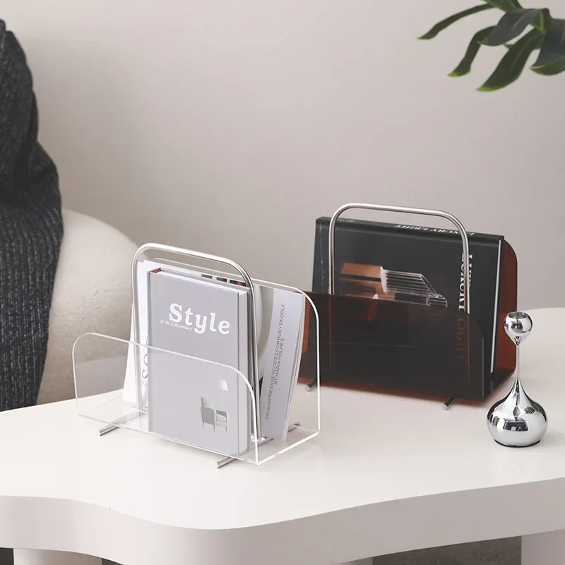 Acrylic Magazine Rack Living Room Desktop Book Holder Modern Minimalist Magazines Storage Display Racks Furniture Decorations