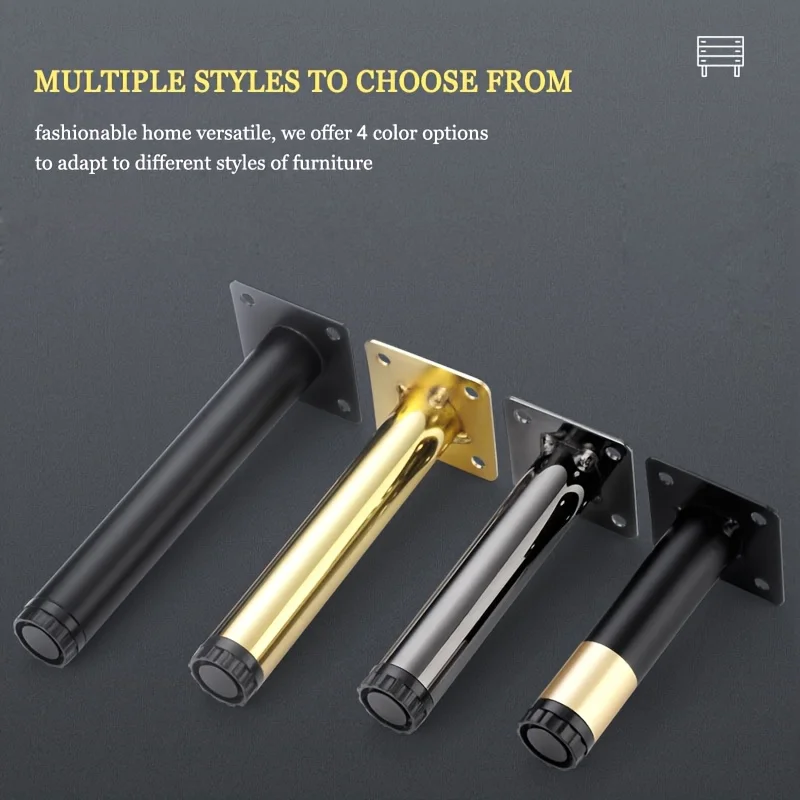 4 PCS 10cm Furniture Sofa Table Leg Round Tube Cabinet Leg Metal Feet Leg Accessories for Furniture Hardware Accessories