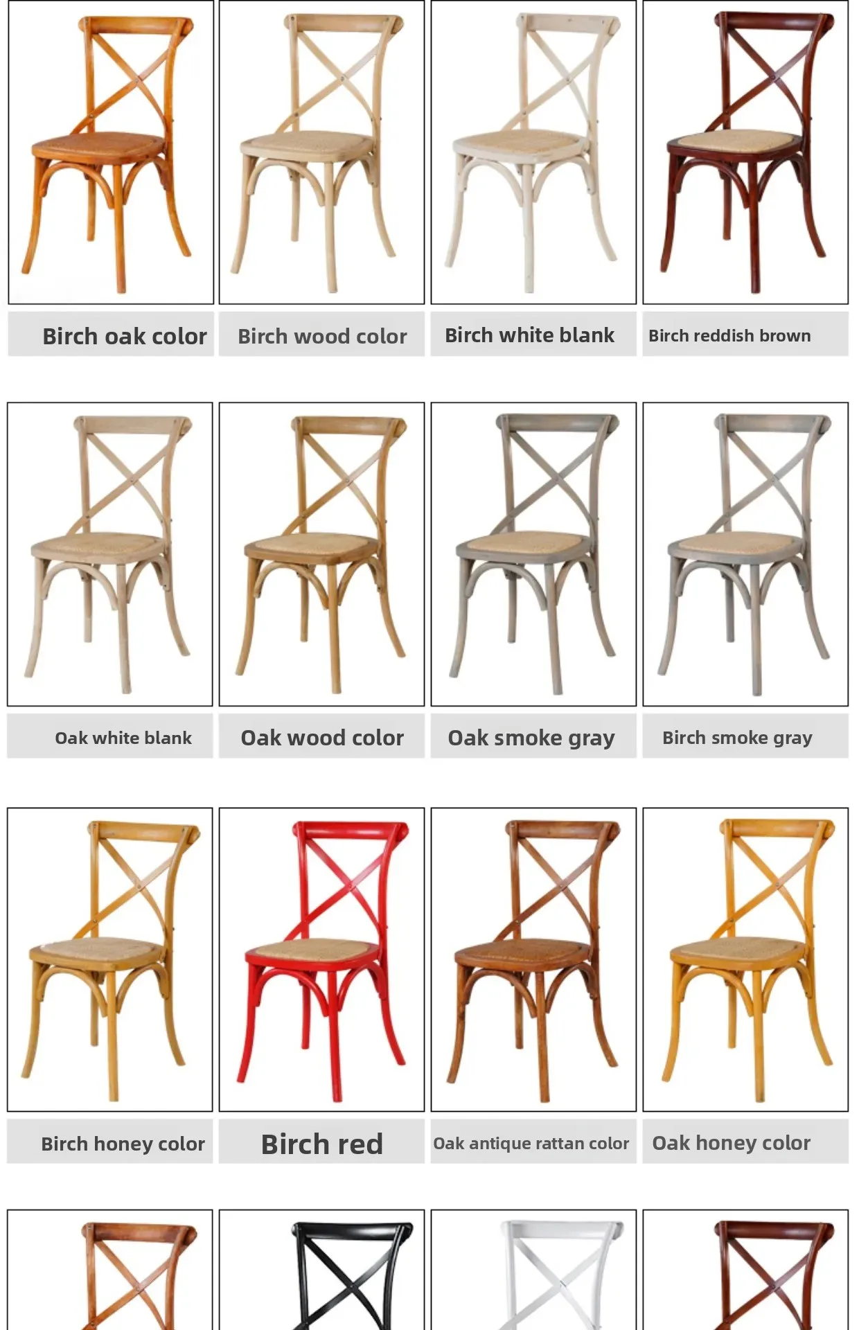Scandinavian Farmhouse Style Rattan Dining Chair Wooden Seat Crossbar Design Comfortable Modern Cottage Aesthetic