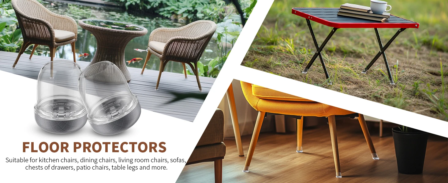 8PCS Round Chair Leg Protectors Silicone Dust and Hair Proof Chair Leg Caps for Rug Glides Easily for Hardwood Floors Prevents