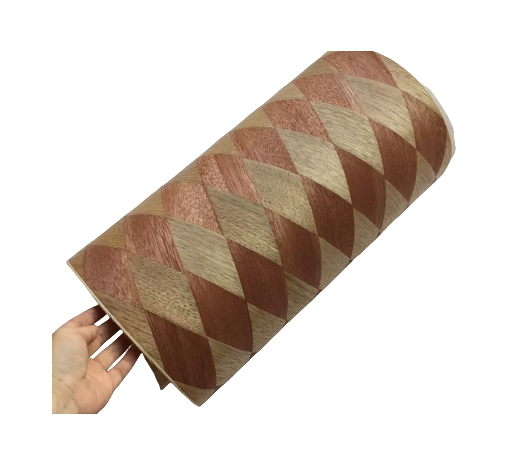 Red Walnut+olive Wood 3D Diamond Patterned Woven Wood Veneer Home Decorative Size:2.5x0.4meter Thick0.25mm