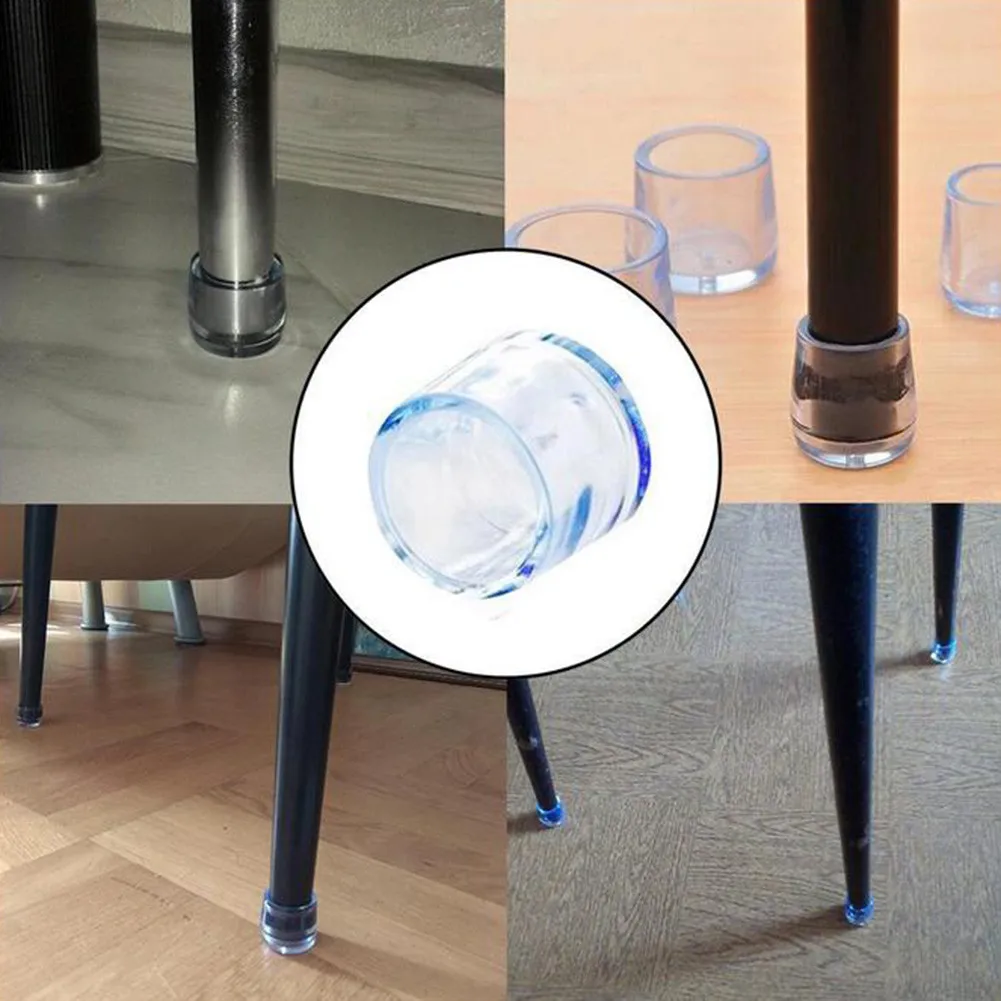 16pcs Furniture Leg Foot Protector Transparent White PVC 16mm/19mm/25mm Wear-resistant Cap Noise Reduction Protect Floor